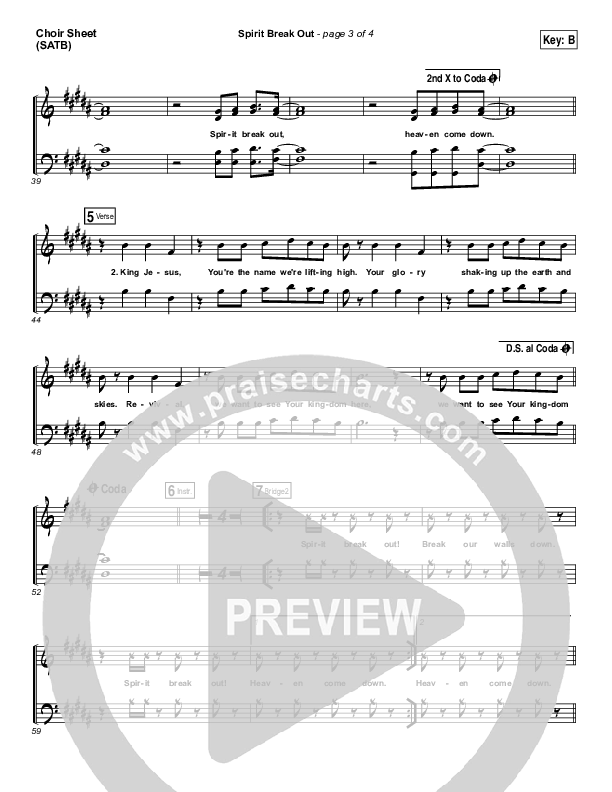 Spirit Break Out Choir Sheet (SATB) (Worship Central)