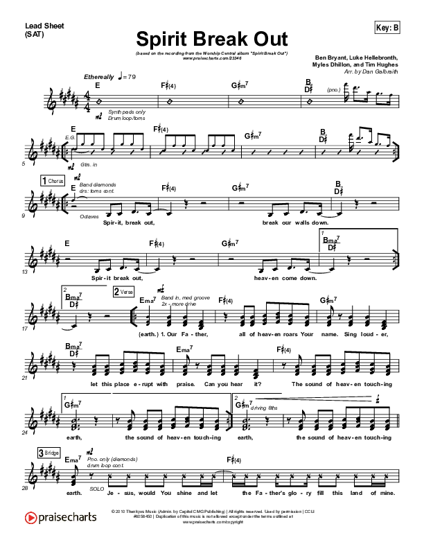 Spirit Break Out Lead Sheet (SAT) (Worship Central)