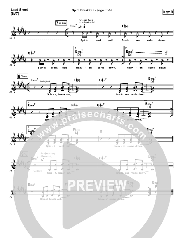 Spirit Break Out Lead Sheet (SAT) (Worship Central)