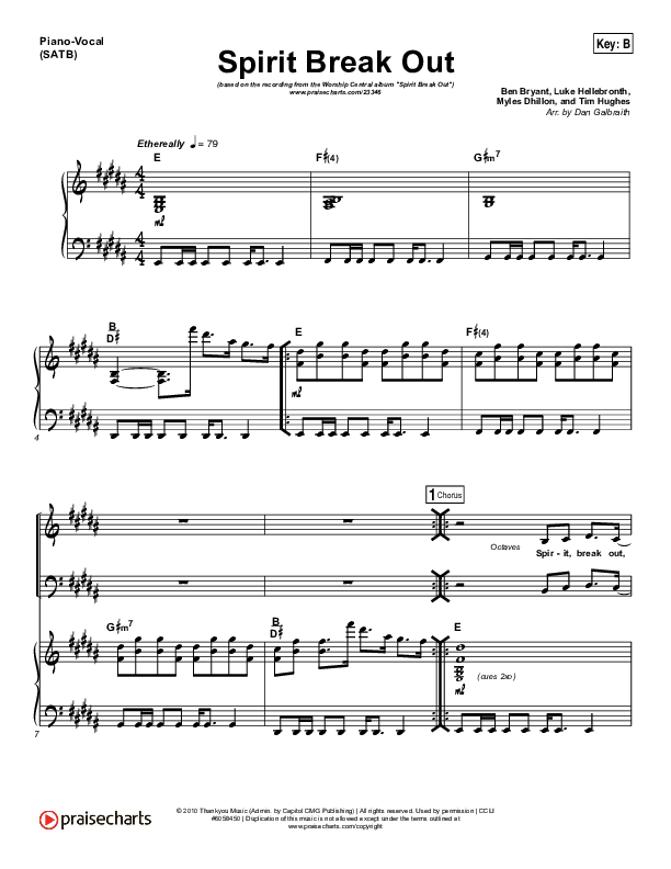 Spirit Break Out Piano/Vocal (SATB) (Worship Central)