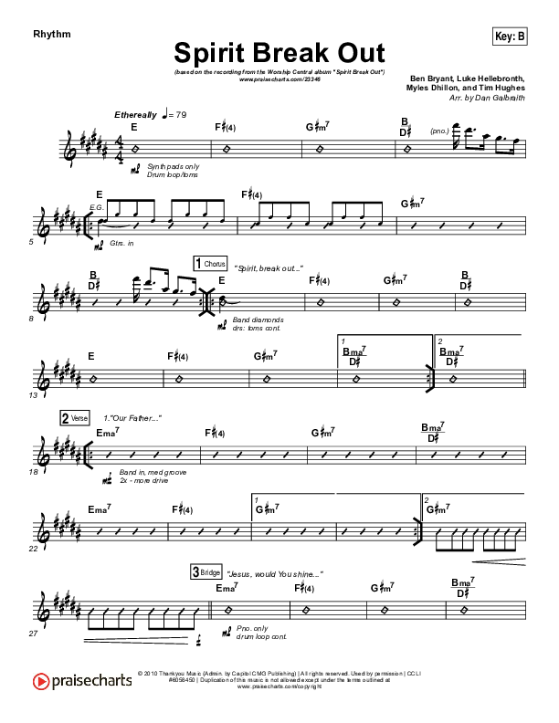 Spirit Break Out Rhythm Chart (Worship Central)