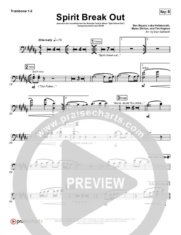 Spirit Break Out Trombone 1/2 (Worship Central)
