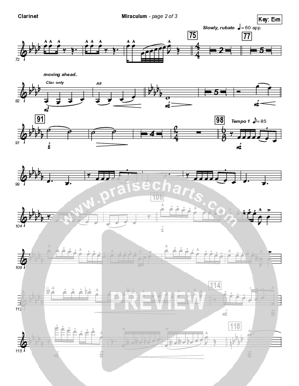 Miraculum (Instrumental) Clarinet (Lincoln Brewster)