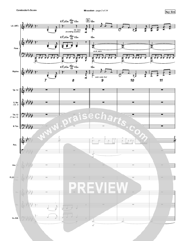 Miraculum (Instrumental) Conductor's Score (Lincoln Brewster)