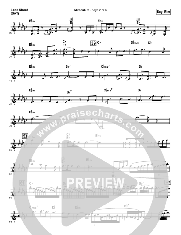 Miraculum Lead Sheet (Lincoln Brewster)