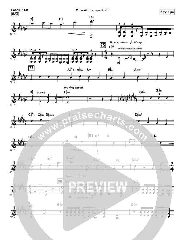 Miraculum Lead Sheet (SAT) (Lincoln Brewster)