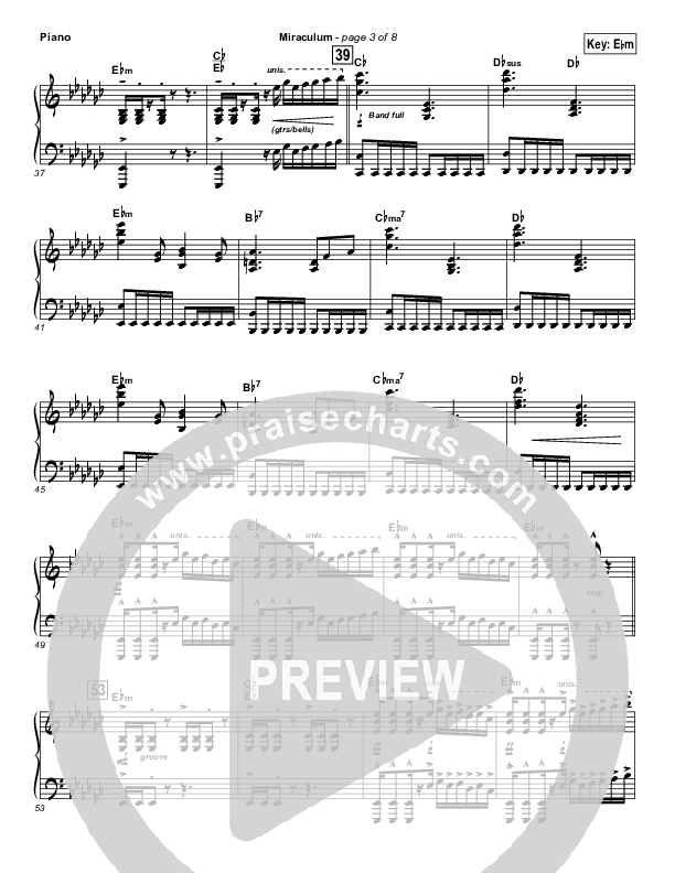 Miraculum Piano Sheet (Lincoln Brewster)