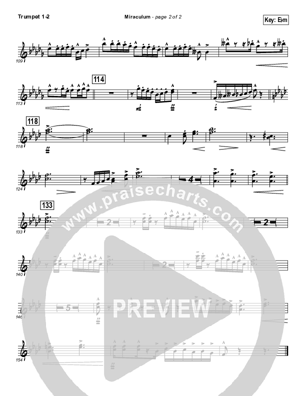 Miraculum (Instrumental) Trumpet 1,2 (Lincoln Brewster)