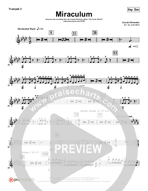 Miraculum (Instrumental) Trumpet 3 (Lincoln Brewster)