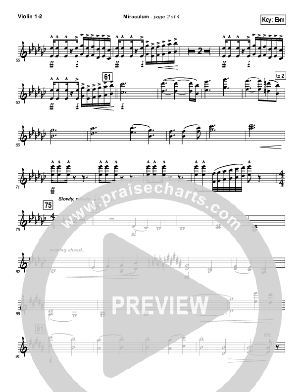 Miraculum (Instrumental) Violin 1/2 (Lincoln Brewster)