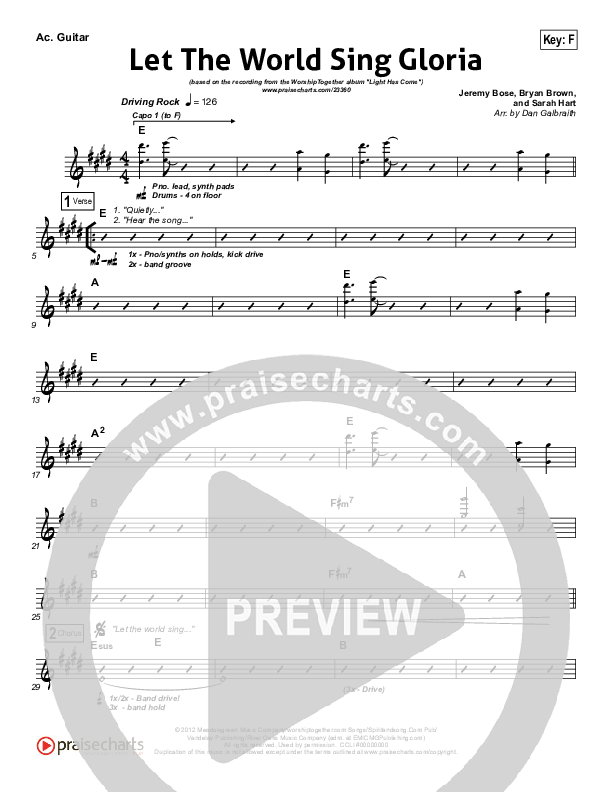 Let The World Sing Gloria Acoustic Guitar (Worship Together)