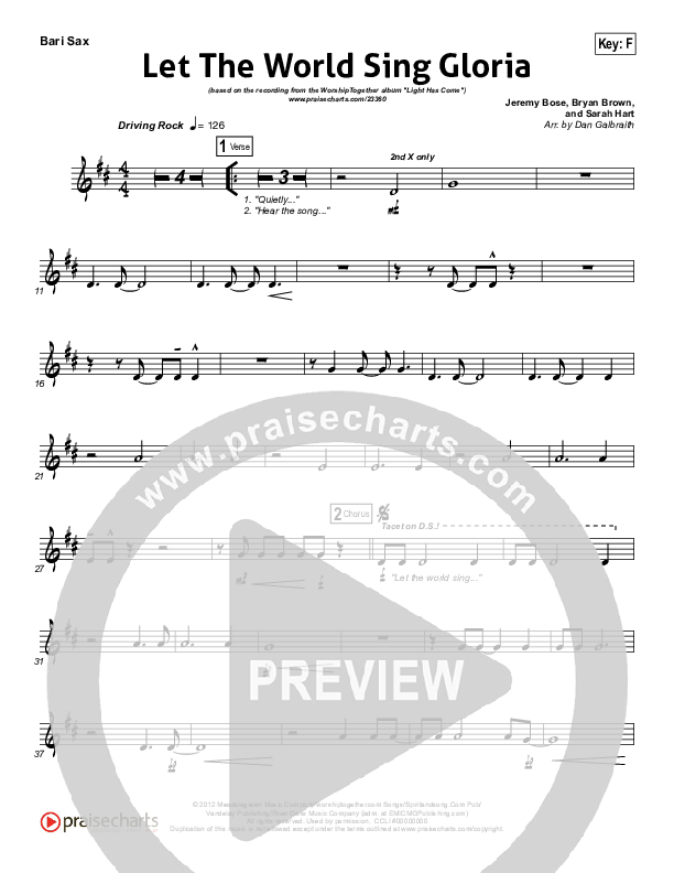 Let The World Sing Gloria Bari Sax (Worship Together)