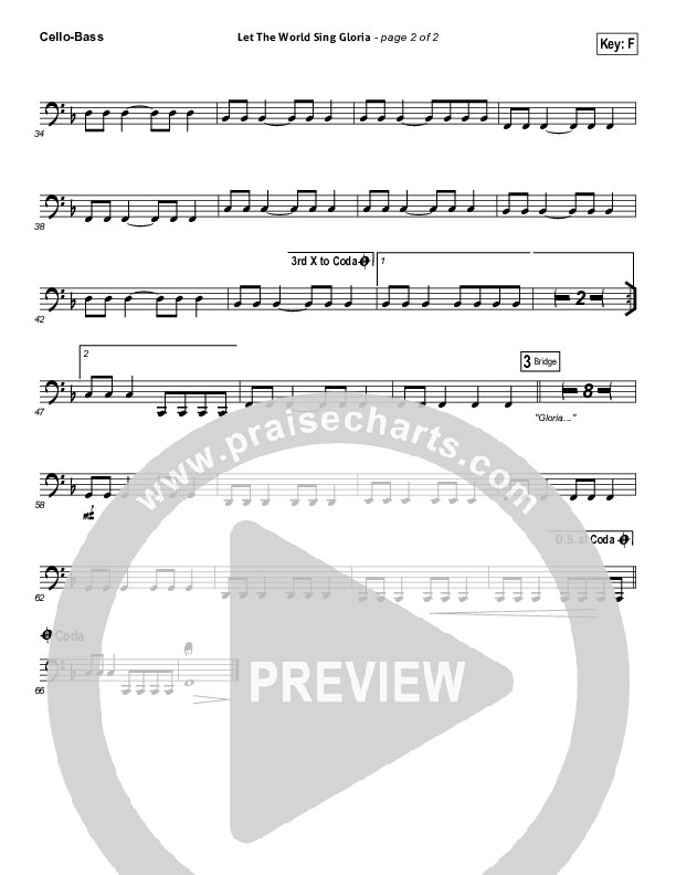 Let The World Sing Gloria Cello/Bass (Worship Together)