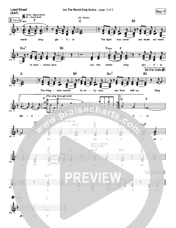 Let The World Sing Gloria Lead Sheet (Worship Together)