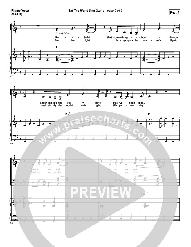 Let The World Sing Gloria Piano/Vocal & Lead (Worship Together)