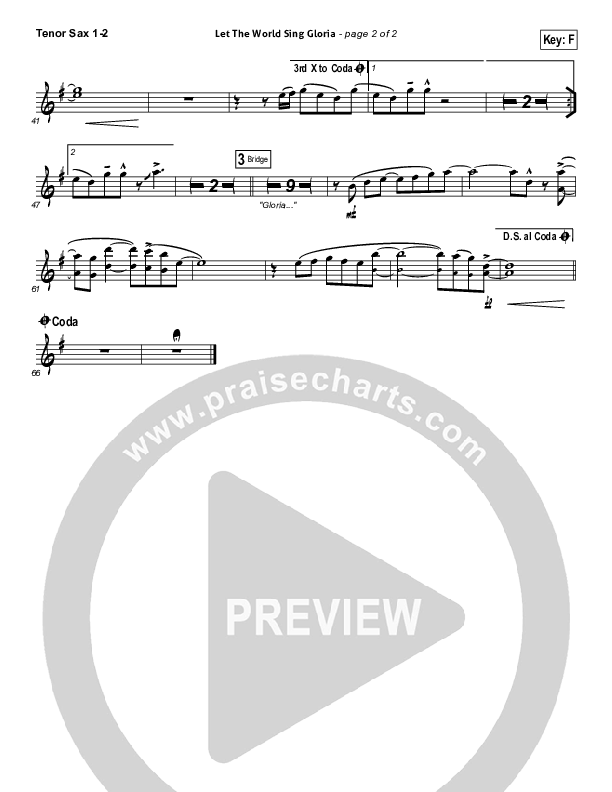 Let The World Sing Gloria Tenor Sax 1/2 (Worship Together)