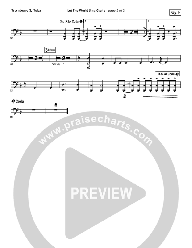 Let The World Sing Gloria Trombone 3/Tuba (Worship Together)