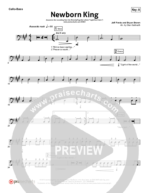 Newborn King Cello/Bass (Worship Together)