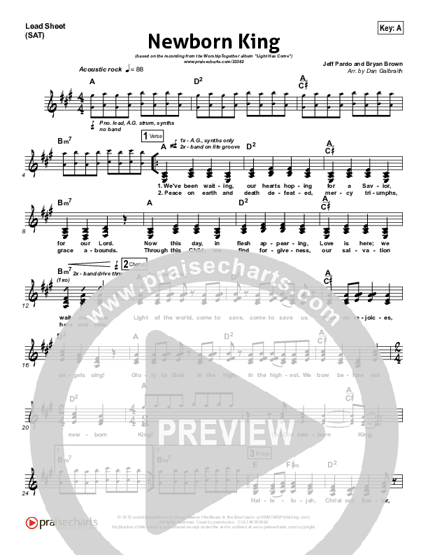 Newborn King Lead Sheet (Worship Together)