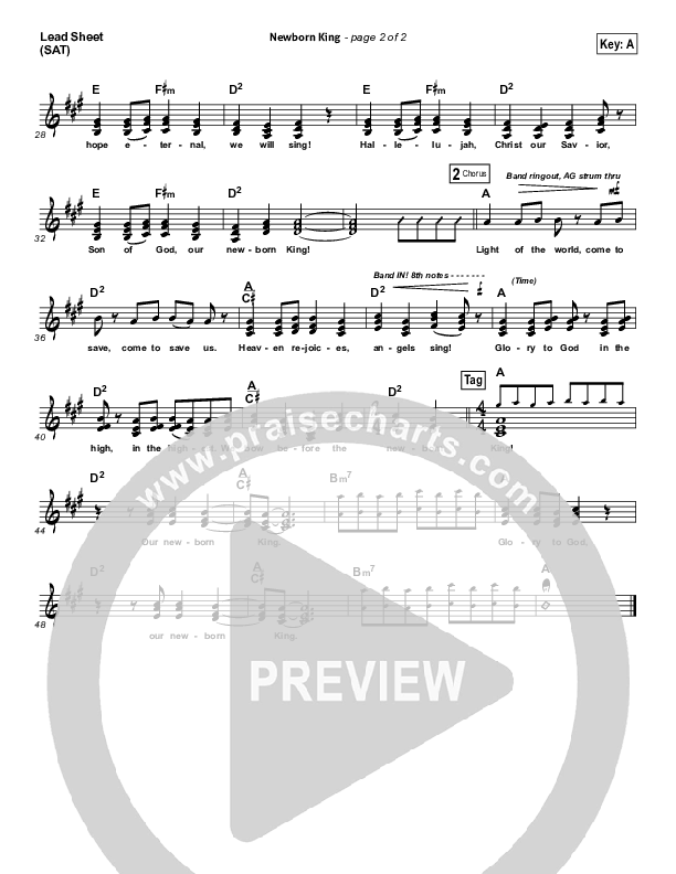 Newborn King Lead Sheet (Worship Together)