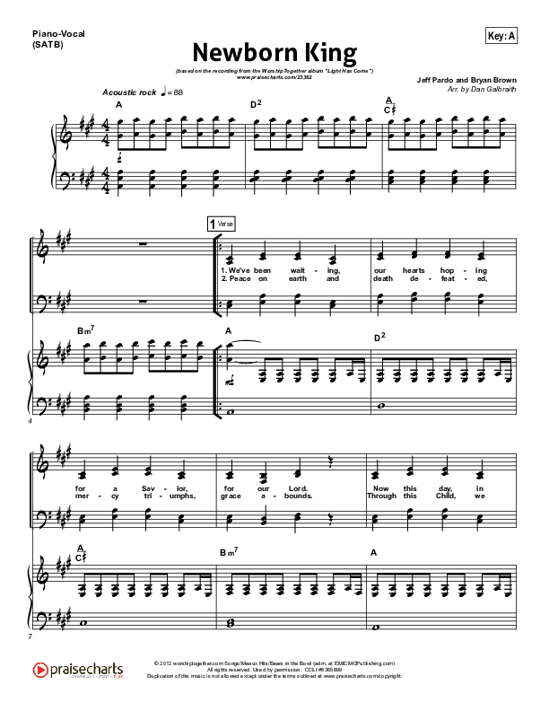 Newborn King Piano/Vocal (Worship Together)