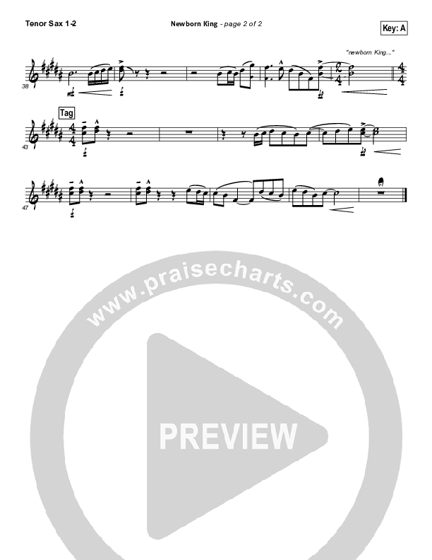 Newborn King Tenor Sax 1/2 (Worship Together)