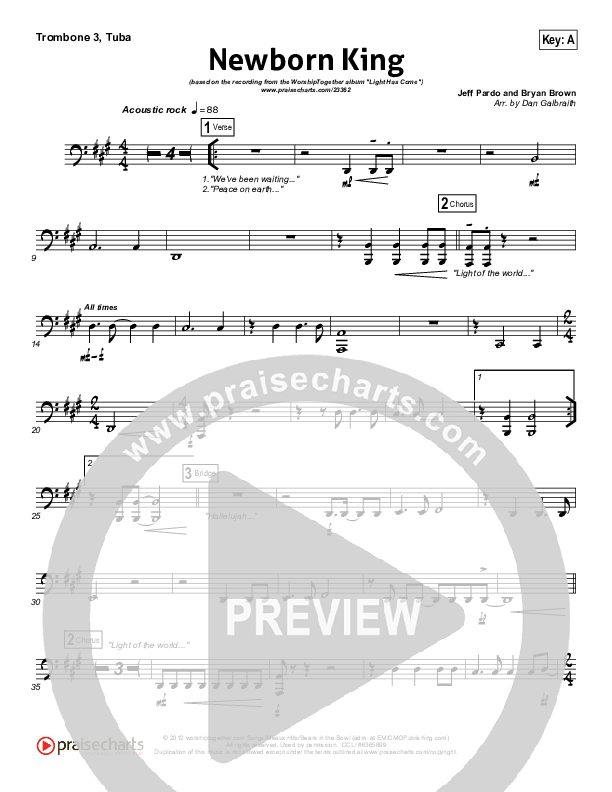 Newborn King Trombone 3/Tuba (Worship Together)