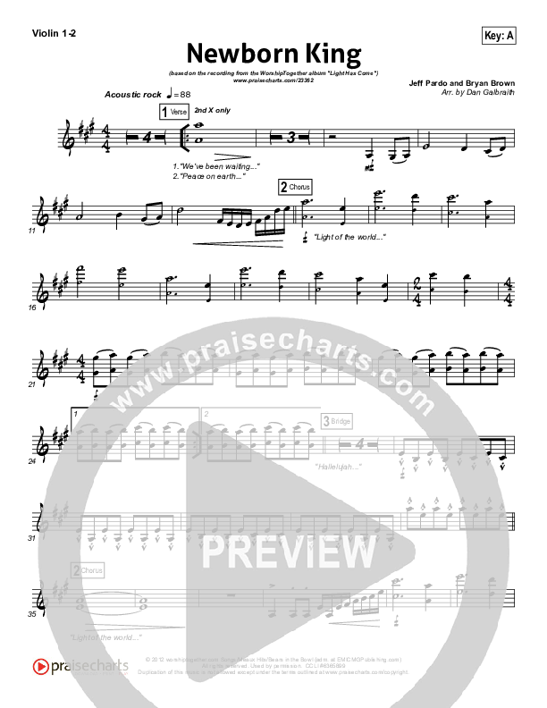 Newborn King Violin 1/2 (Worship Together)