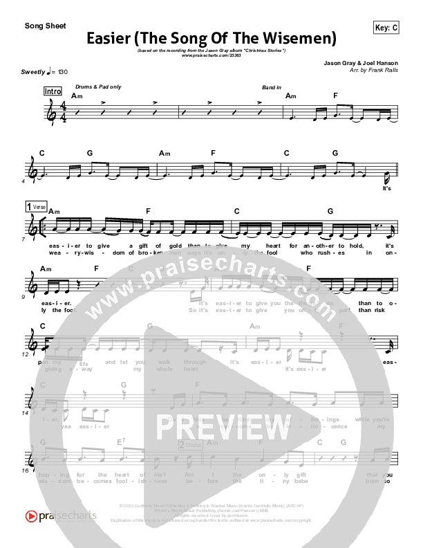 Easier (The Song Of The Wisemen) Lead (SAT) (Jason Gray)