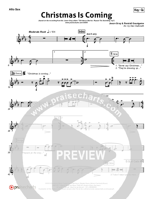 Christmas Is Coming Alto Sax (Jason Gray)