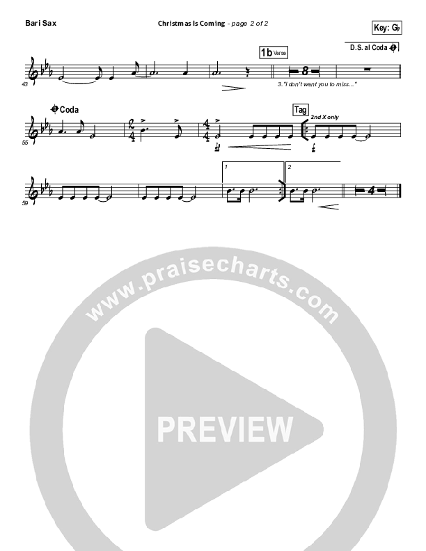 Christmas Is Coming Bari Sax (Jason Gray)