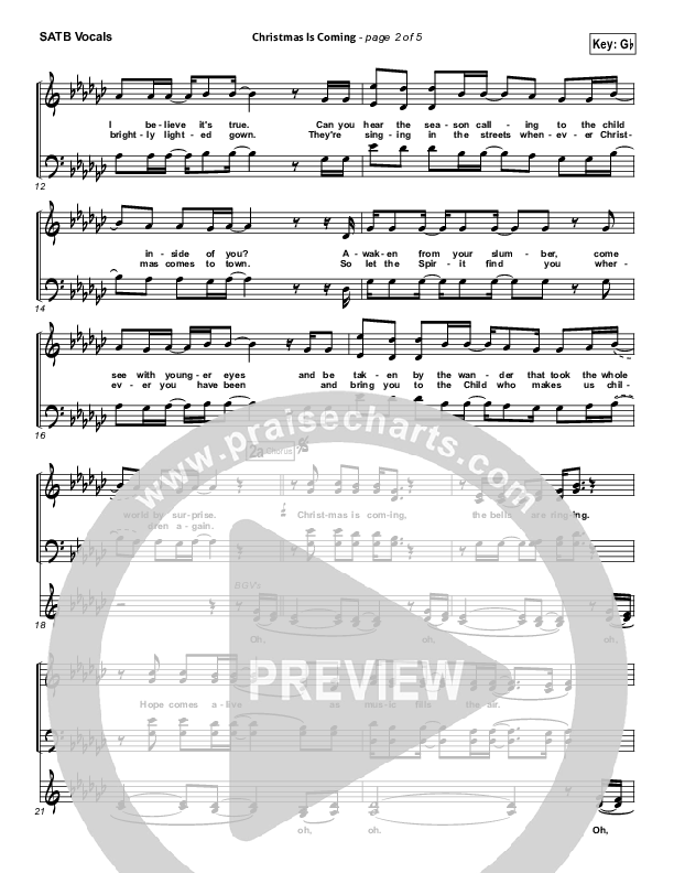 Christmas Is Coming Choir Vocals (SATB) (Jason Gray)