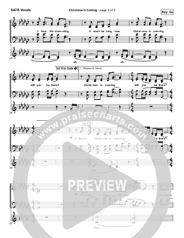 Christmas Is Coming Choir Vocals (SATB) (Jason Gray)