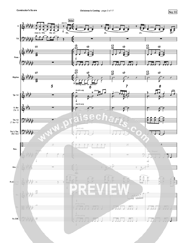 Christmas Is Coming Conductor's Score (Jason Gray)