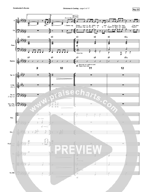 Christmas Is Coming Conductor's Score (Jason Gray)