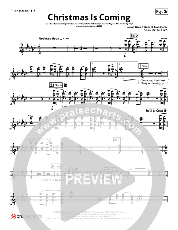 Christmas Is Coming Flute/Oboe 1/2/3 (Jason Gray)