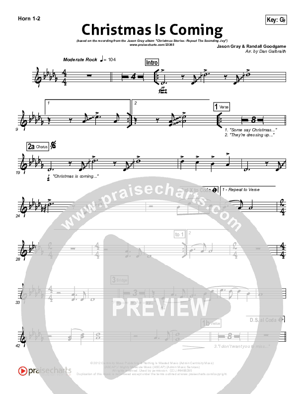 Christmas Is Coming French Horn 1/2 (Jason Gray)