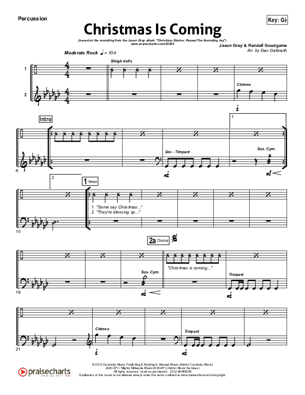 Christmas Is Coming Percussion (Jason Gray)