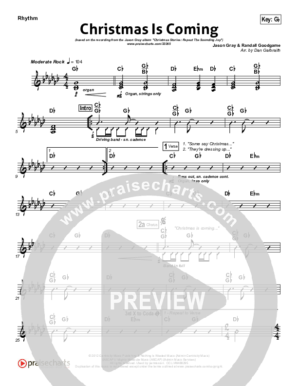 Christmas Is Coming Rhythm Chart (Jason Gray)