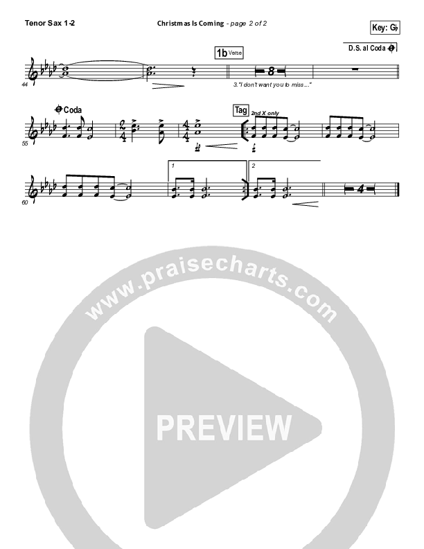 Christmas Is Coming Tenor Sax 1/2 (Jason Gray)