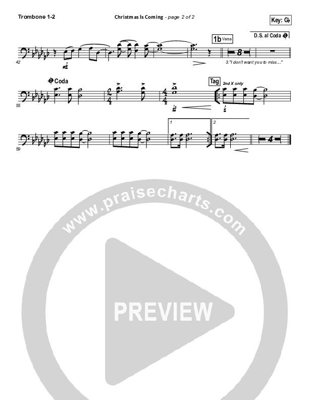Christmas Is Coming Trombone 1/2 (Jason Gray)