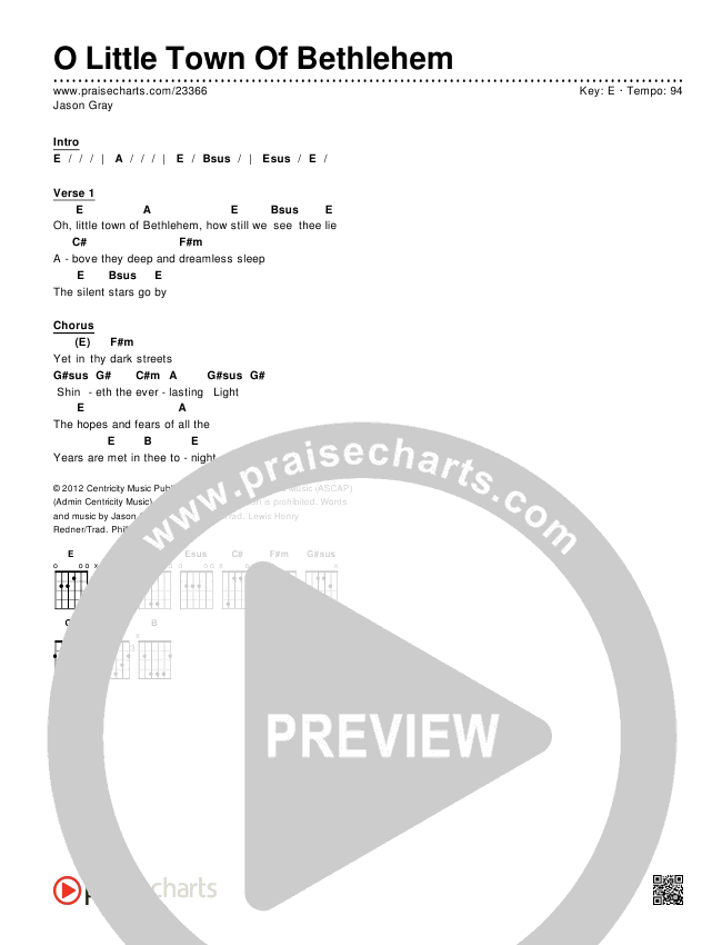 O Little Town Of Bethlehem Chords & Lyrics (Jason Gray)