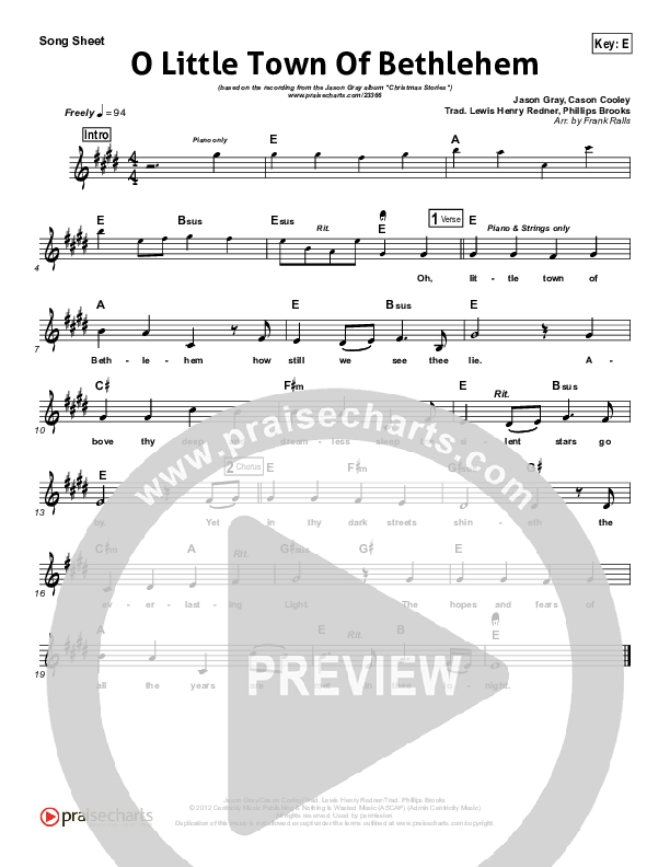 O Little Town Of Bethlehem Lead (SAT) (Jason Gray)