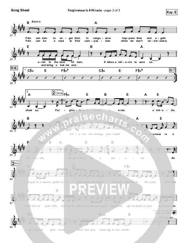 Forgiveness Is A Miracle (A Song For Joseph) Lead Sheet (Jason Gray)
