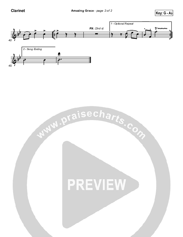 Amazing Grace Clarinet (PraiseCharts / Traditional Hymn)