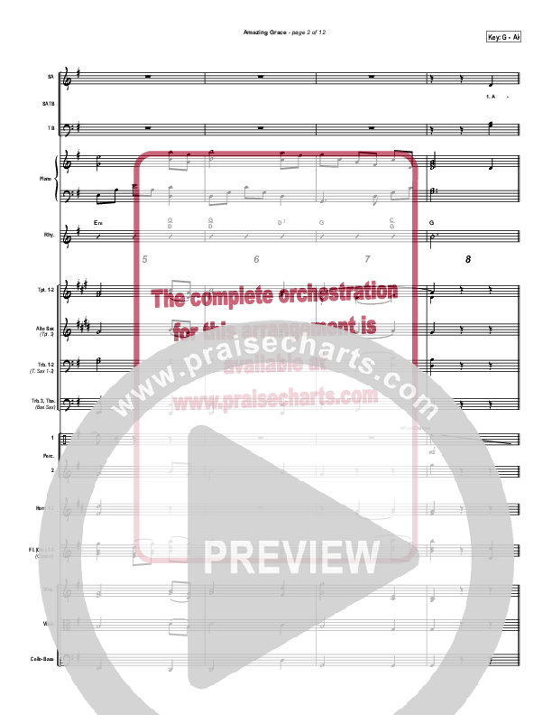 Amazing Grace Orchestration (PraiseCharts / Traditional Hymn)