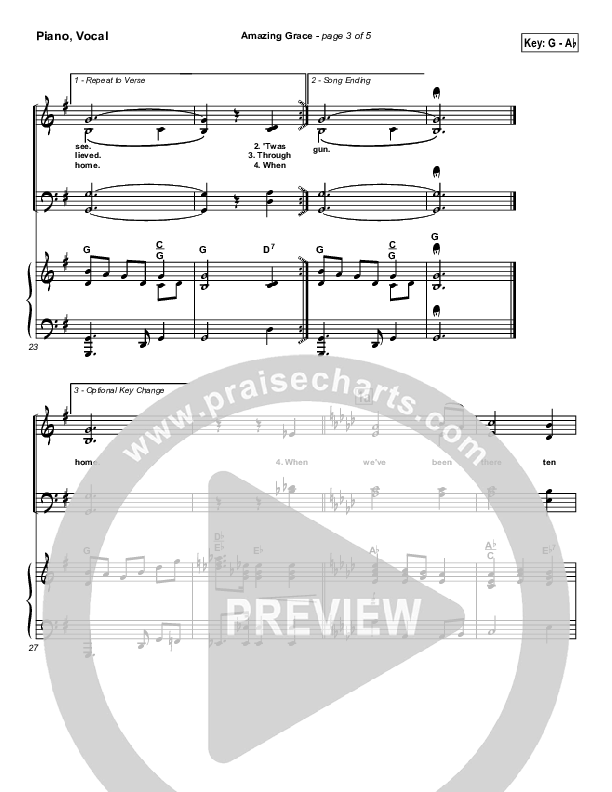 Amazing Grace Piano/Vocal (SATB) (PraiseCharts / Traditional Hymn)