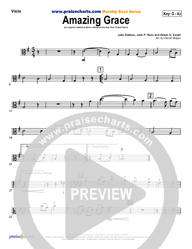 Amazing Grace Viola (PraiseCharts / Traditional Hymn)