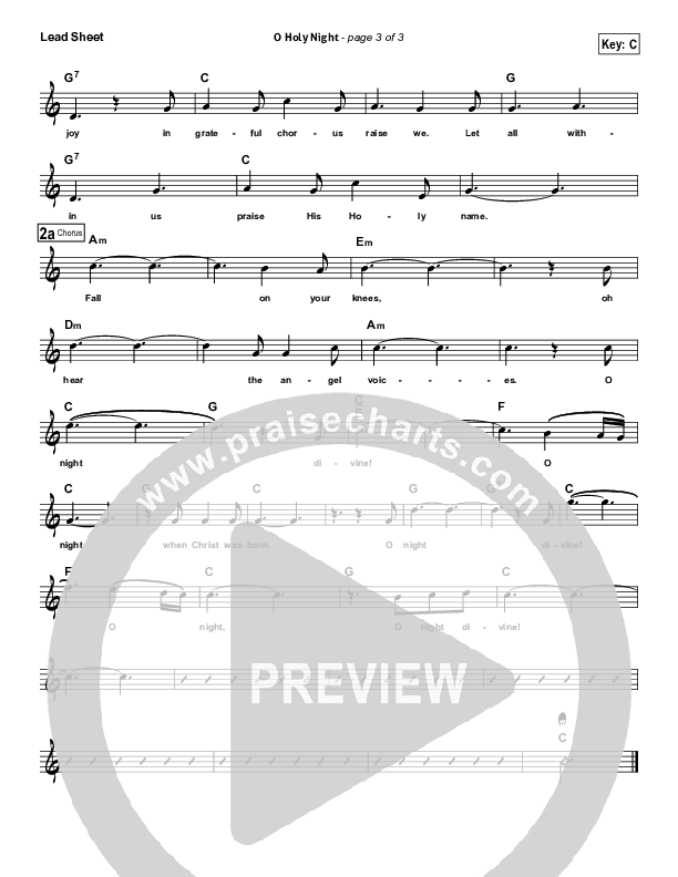 O Holy Night Lead Sheet (Jason Gray)