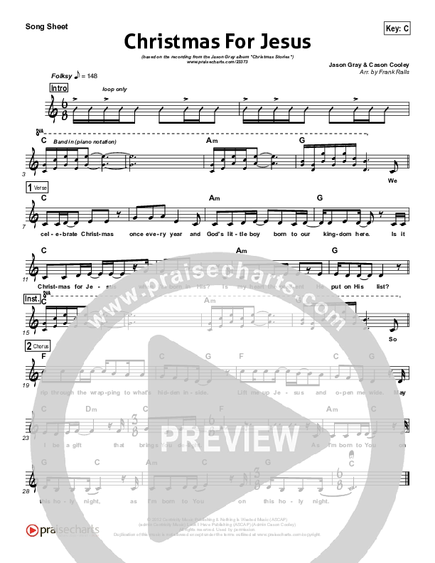 Christmas For Jesus Lead Sheet (Jason Gray)